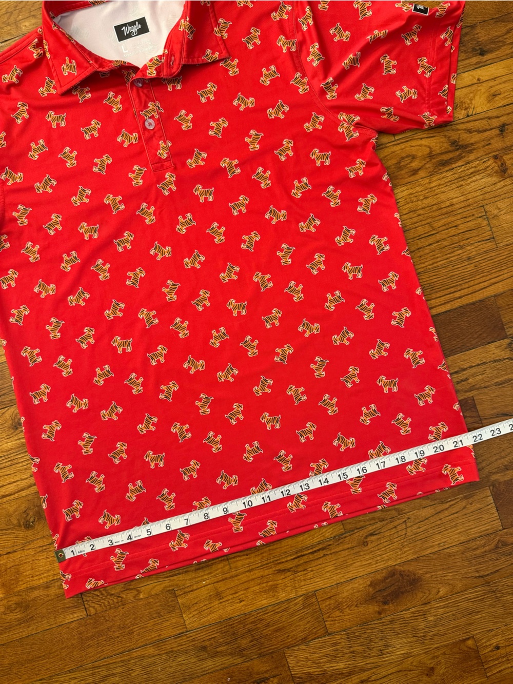 Waggle Golf The GOAT Sunday Red Tiger Stripe Goat Performance Polo Men’s Size L - Picture 9 of 11